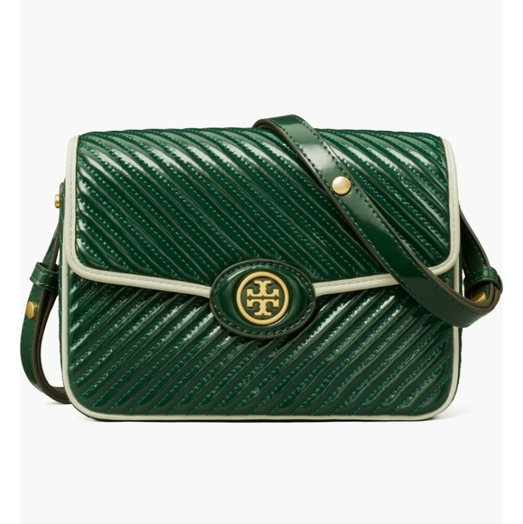 Tory Burch Green Robinson Quilted Shoulder Bag